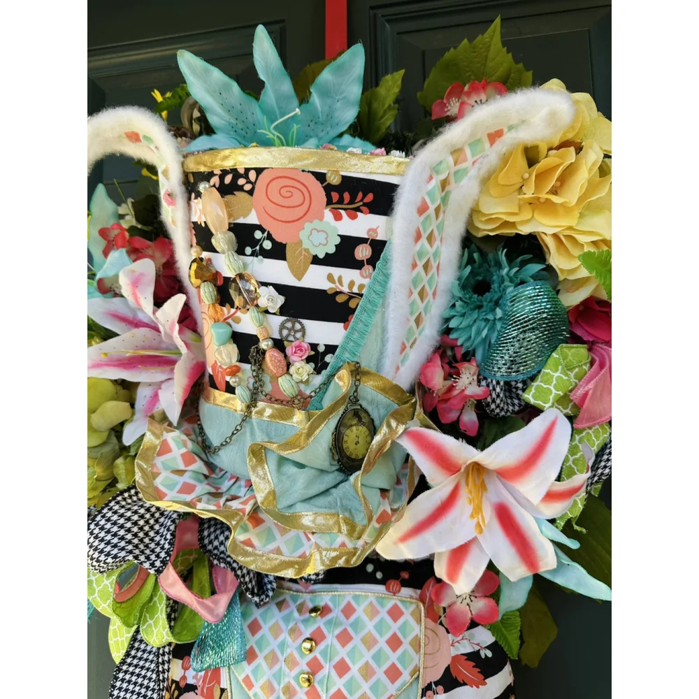 Mad Hatter Wreath, Easter Wreath, Mad Hatter Wreath, Alice In Wonderland Wreath